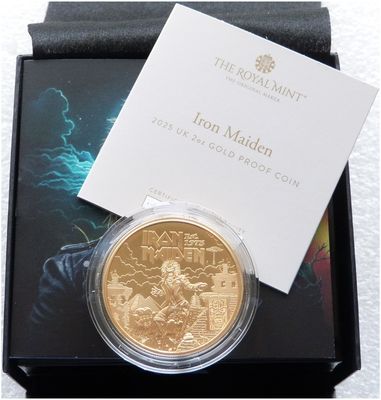 2025 Music Legends Iron Maiden £200 Gold Proof 2oz Coin Box Coa - Mintage 25