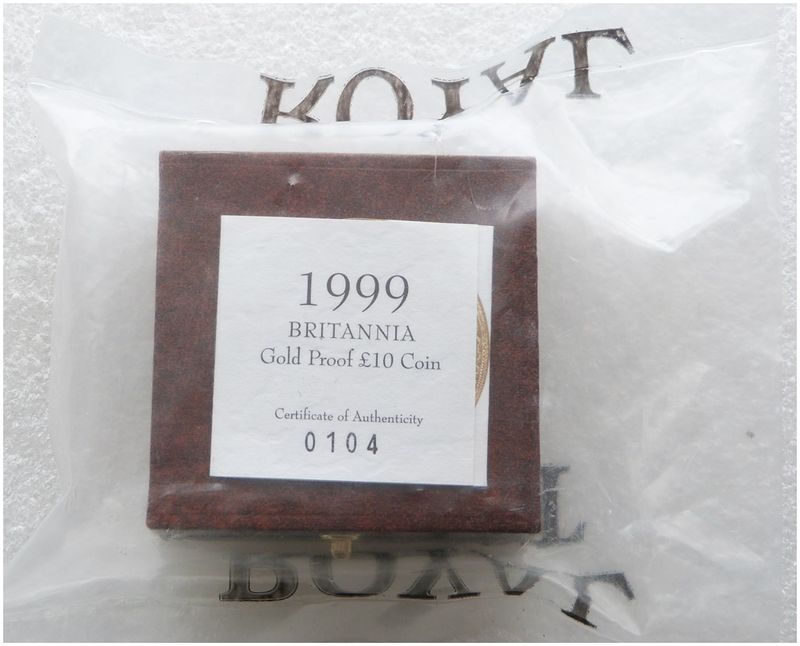 1999 Britannia £10 Gold Proof 1/10oz Coin Box Coa Sealed