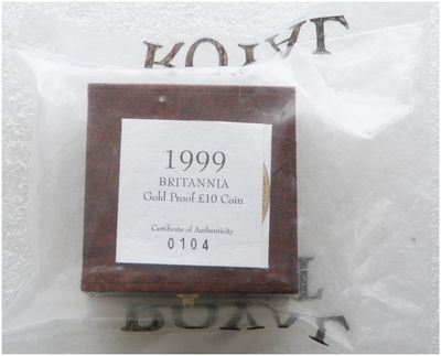1999 Britannia £10 Gold Proof 1/10oz Coin Box Coa Sealed
