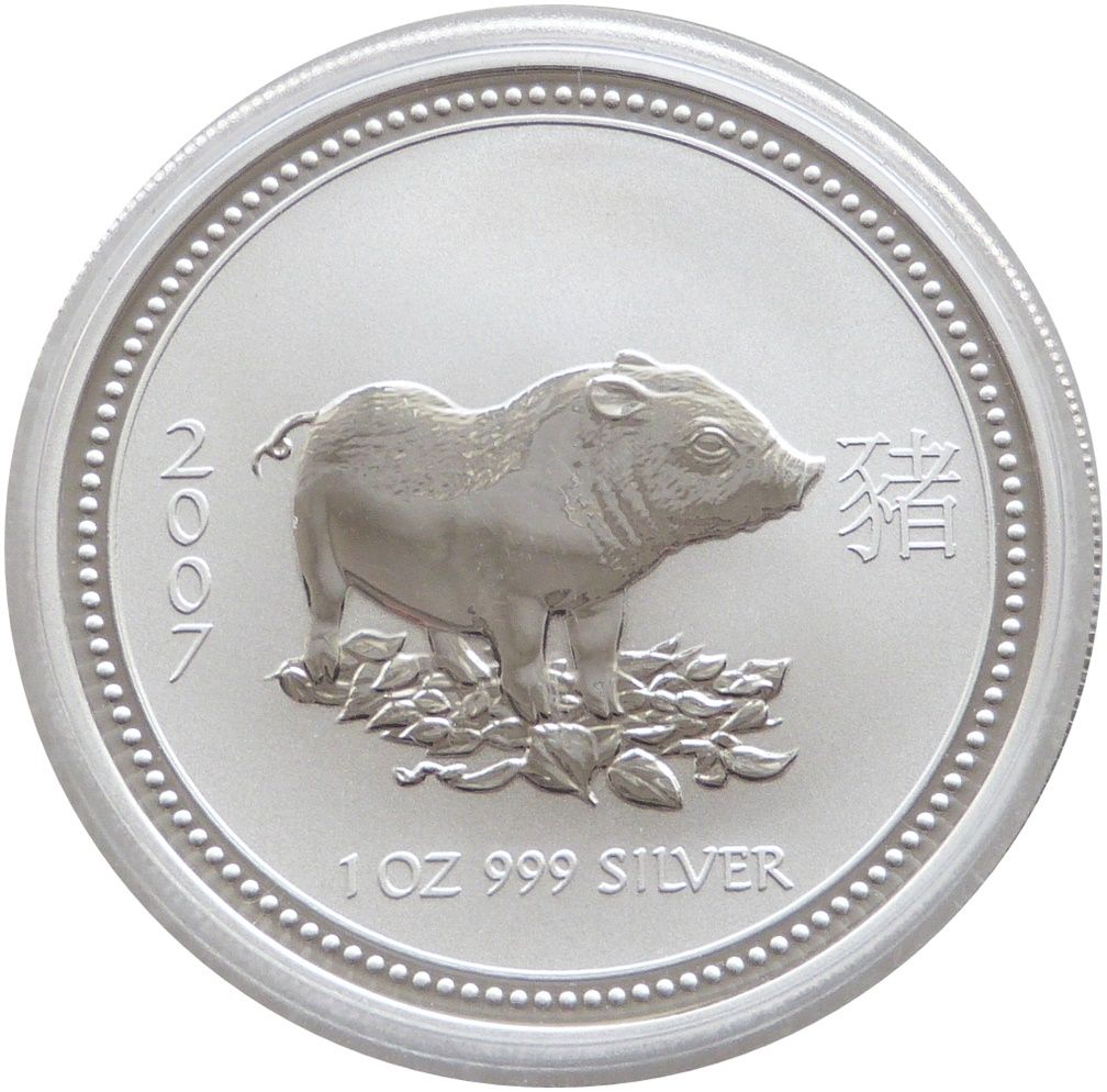 2007 Australia Lunar Pig $1 Silver 1oz Coin