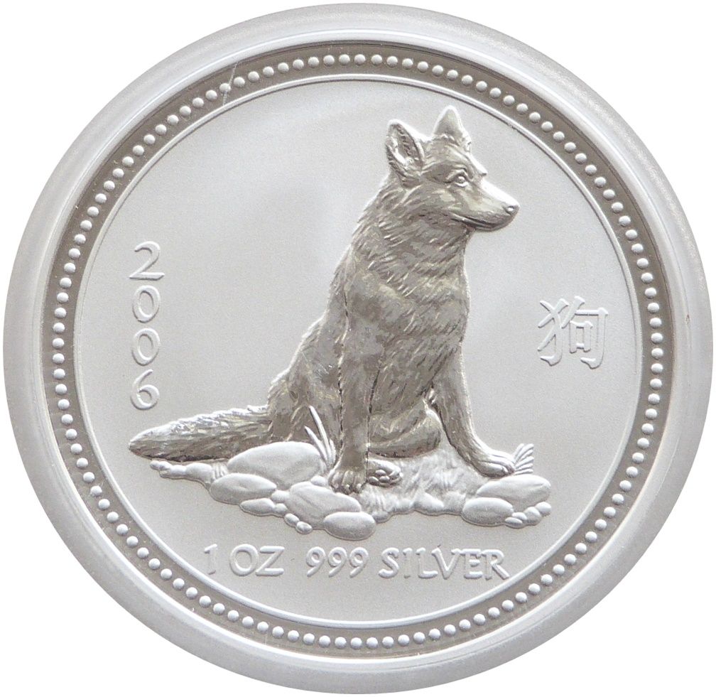 2006 Australia Lunar Dog $1 Silver 1oz Coin