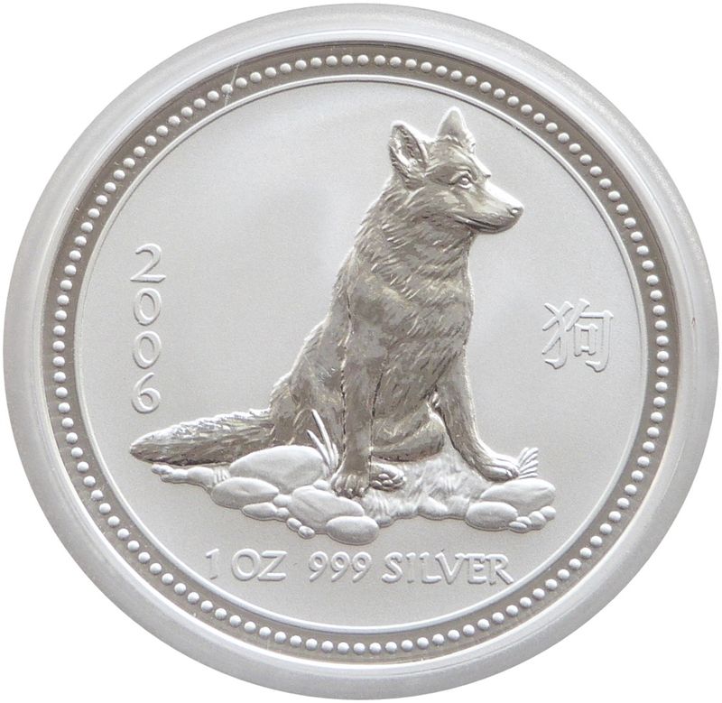 2006 Australia Lunar Dog $1 Silver 1oz Coin