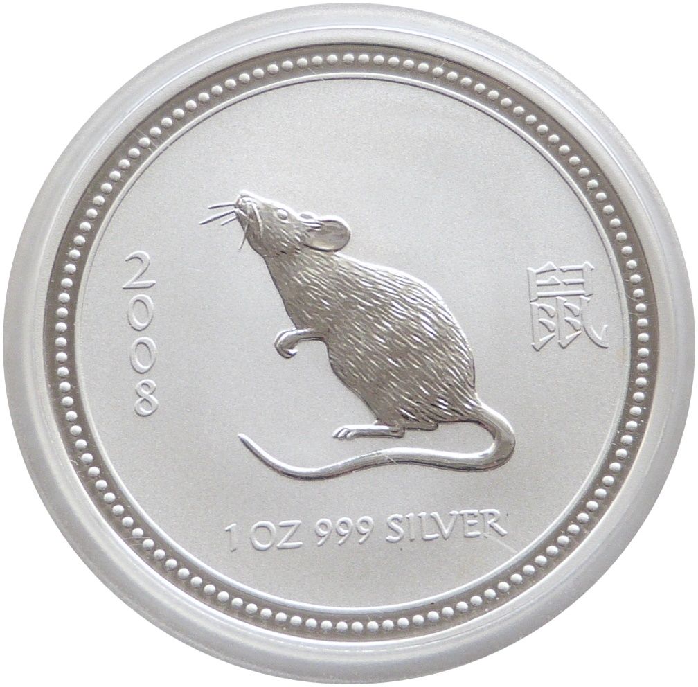 2008 Australia Lunar Mouse $1 Silver 1oz Coin