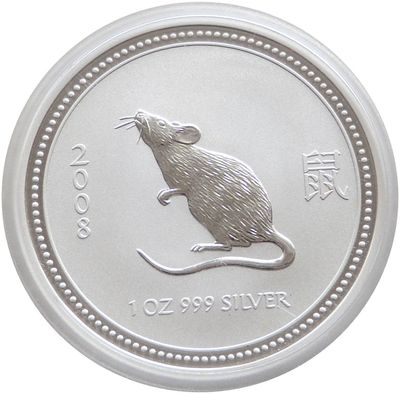 2008 Australia Lunar Mouse $1 Silver 1oz Coin