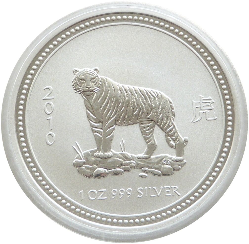 2010 Australia Lunar Tiger $1 Silver 1oz Coin