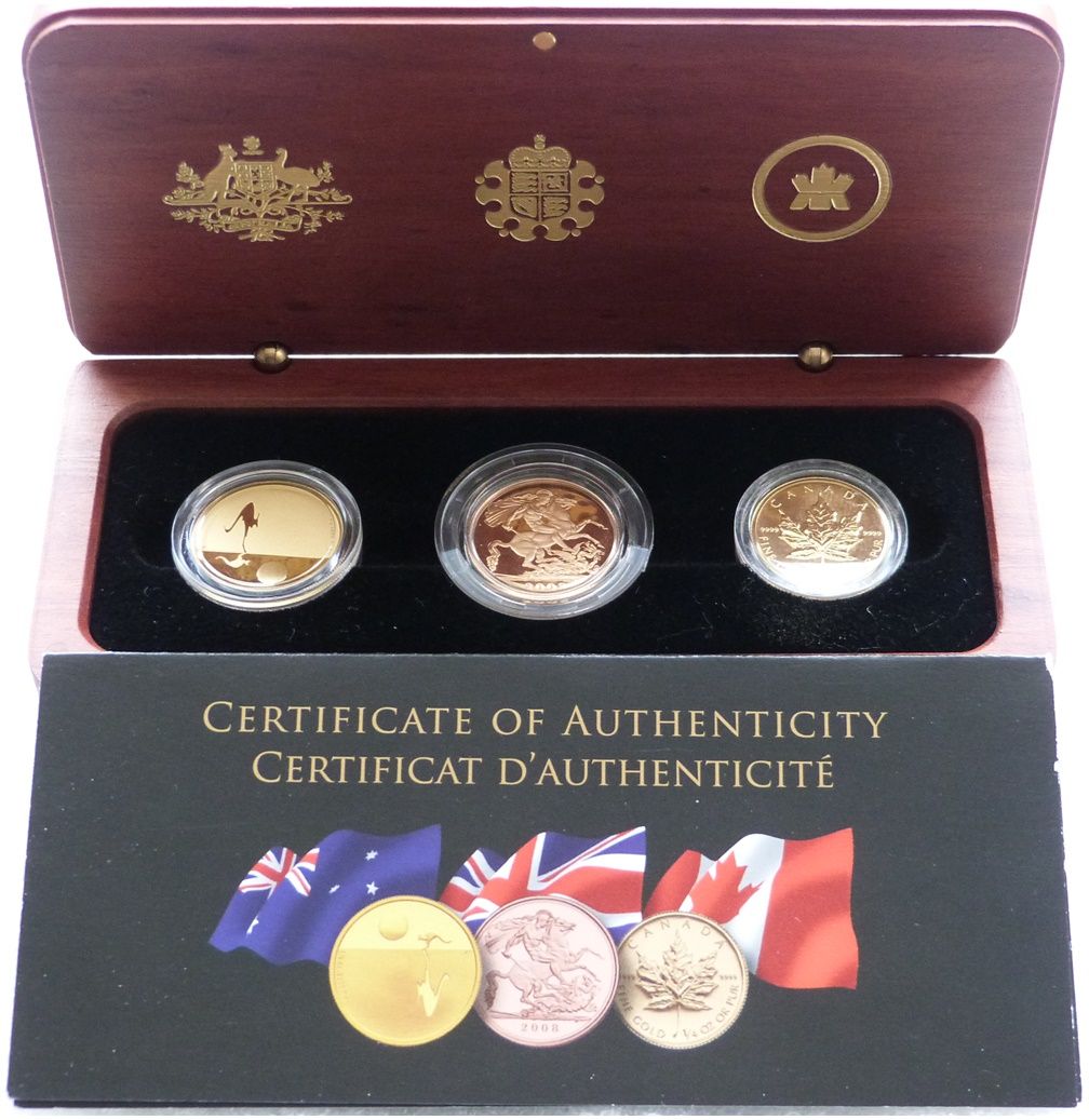 2008 Icons of the Commonwealth Gold 3 Coin Set Box Coa