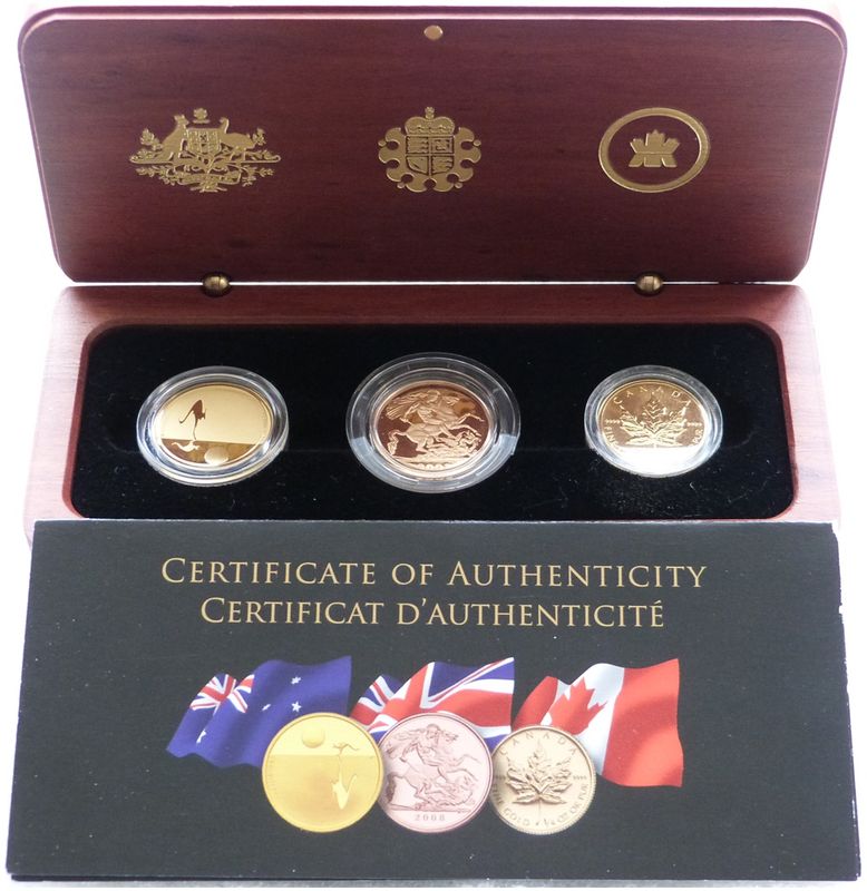 2008 Icons of the Commonwealth Gold 3 Coin Set Box Coa 2008 Icons of the Commonwealth Gold 3 Coin Set Box Coa