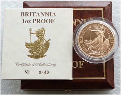 1988 Britannia £100 Gold Proof 1oz Coin Box Coa - Mintage of 626
