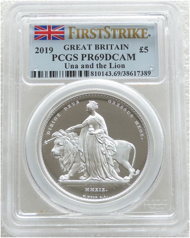 2019 Great Engravers Una and the Lion £5 Silver Proof 2oz Coin PCGS PR69 DCAM First Strike 2019 Great Engravers Una and the Lion £5 Silver Proof 2oz Coin PCGS PR69 DCAM First Strike