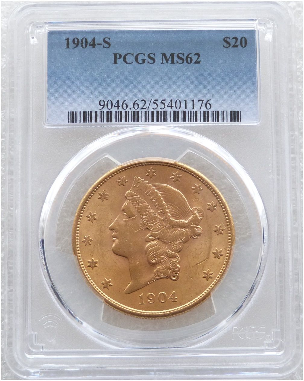 1904-S American Eagle Liberty Head $20 Double Eagle Gold Coin PCGS MS62 1904-S American Eagle Liberty Head $20 Double Eagle Gold Coin PCGS MS62