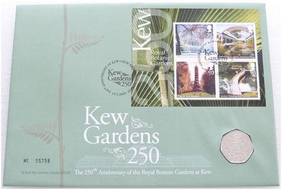 2009 Kew Gardens 50p Brilliant Uncirculated Coin First Day Cover 2009 Kew Gardens 50p Brilliant Uncirculated Coin First Day Cover