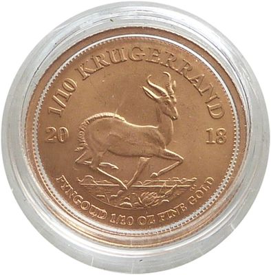 2018 South Africa Tenth Krugerrand Gold 1/10oz Coin 2018 South Africa Tenth Krugerrand Gold 1/10oz Coin