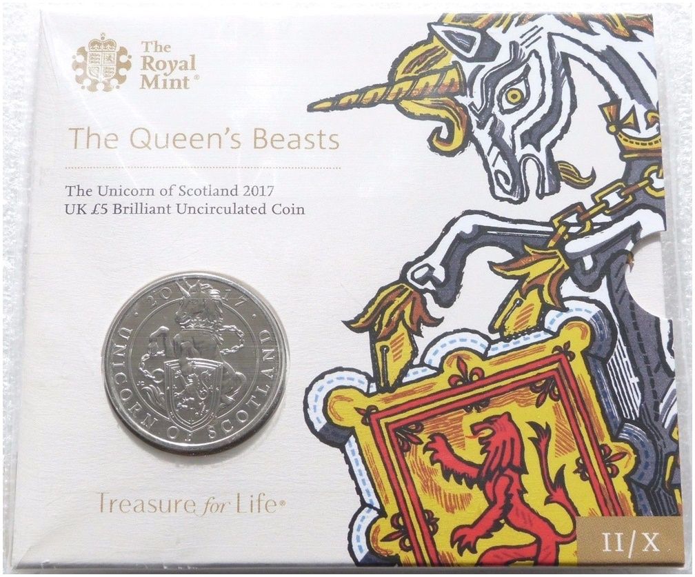 2017 Queens Beasts Unicorn of Scotland £5 Brilliant Uncirculated Coin Pack Sealed