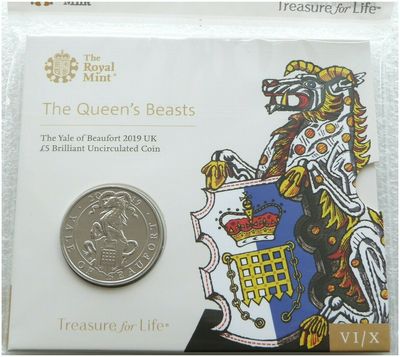 2019 Queens Beasts Yale of Beaufort £5 Brilliant Uncirculated Coin Pack Sealed 2019 Queens Beasts Yale of Beaufort £5 Brilliant Uncirculated Coin Pack Sealed