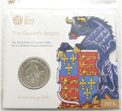 2018 Queens Beasts Black Bull of Clarence £5 Brilliant Uncirculated Coin Pack Sealed 2018 Queens Beasts Black Bull of Clarence £5 Brilliant Uncirculated Coin Pack Sealed