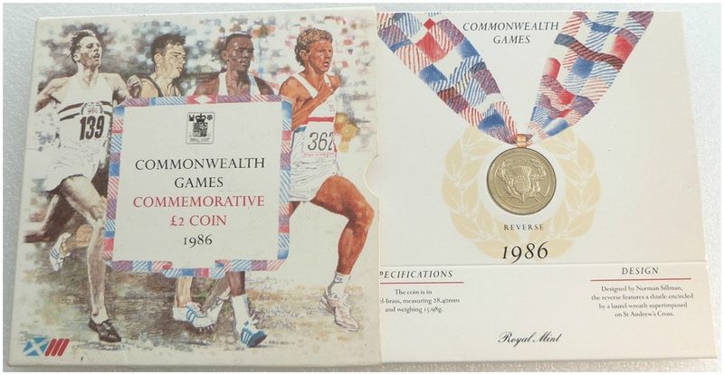 1986 Commonwealth Games Scottish Thistle £2 Brilliant Uncirculated Coin Pack