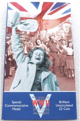 2005 End of Second World War £2 Brilliant Uncirculated Coin and Medal Pack 2005 End of Second World War £2 Brilliant Uncirculated Coin and Medal Pack