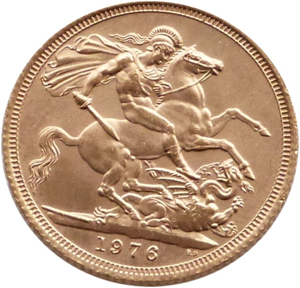 1976 St George and the Dragon Full Sovereign Gold Coin 1976 St George and the Dragon Full Sovereign Gold Coin