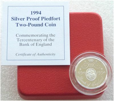 1994 Bank of England Piedfort £2 Silver Proof Coin Box Coa 1994 Bank of England Piedfort £2 Silver Proof Coin Box Coa