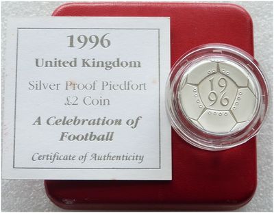 1996 Celebration of Football Piedfort £2 Silver Proof Coin Box Coa 1996 Celebration of Football Piedfort £2 Silver Proof Coin Box Coa