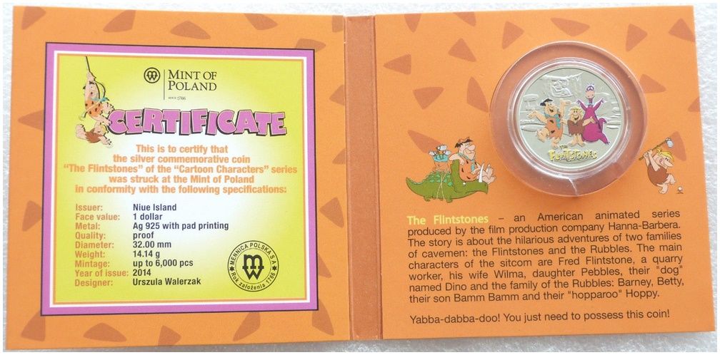2014 Niue Cartoon Characters The Flintstones $1 Silver Proof Coin Pack 2014 Niue Cartoon Characters The Flintstones $1 Silver Proof Coin Pack