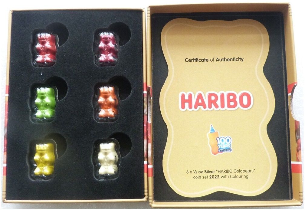 2022 Samoa HARIBO Goldbears 3D $1 Silver 6 Coin Set Box Coa 2022 Samoa HARIBO Goldbears 3D $1 Silver 6 Coin Set Box Coa