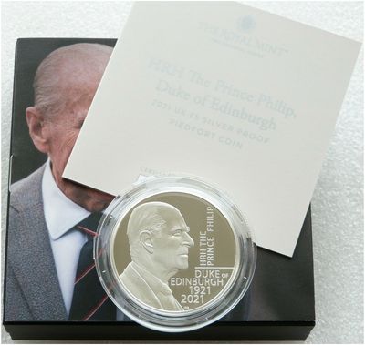 2021 Prince Philip Memorial Piedfort £5 Silver Proof Coin Box Coa