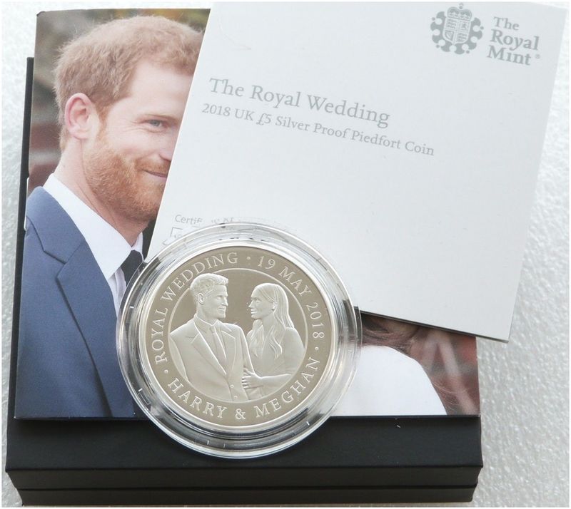 2018 Royal Wedding Harry Meghan Piedfort £5 Silver Proof Coin Box Coa