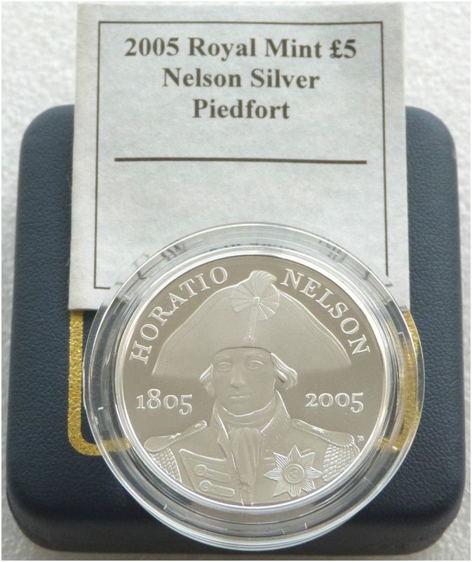 2005 Horatio Nelson Piedfort £5 Silver Proof Coin Box Coa