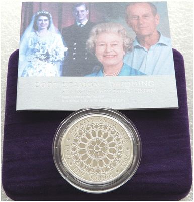 2007 Diamond Wedding Piedfort £5 Silver Proof Coin Box Coa 2007 Diamond Wedding Piedfort £5 Silver Proof Coin Box Coa