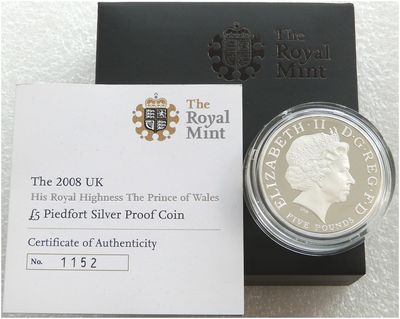 2008 Prince Charles of Wales Piedfort £5 Silver Proof Coin Box Coa
