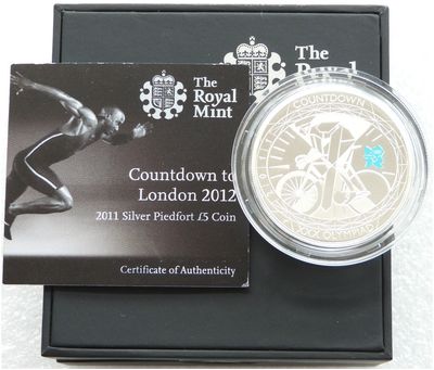 2011 London Olympic Games Countdown Piedfort £5 Silver Proof Coin Box Coa