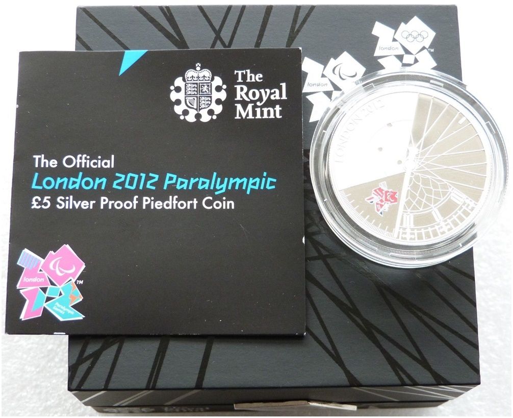 2012 London Paralympic Games Piedfort £5 Silver Proof Coin Box Coa