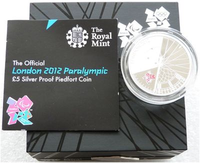 2012 London Paralympic Games Piedfort £5 Silver Proof Coin Box Coa