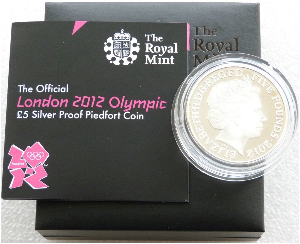 2012 London Olympic Games Piedfort £5 Silver Proof Coin Box Coa