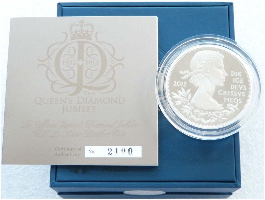 2012 Diamond Jubilee Piedfort £5 Silver Proof Coin Box Coa