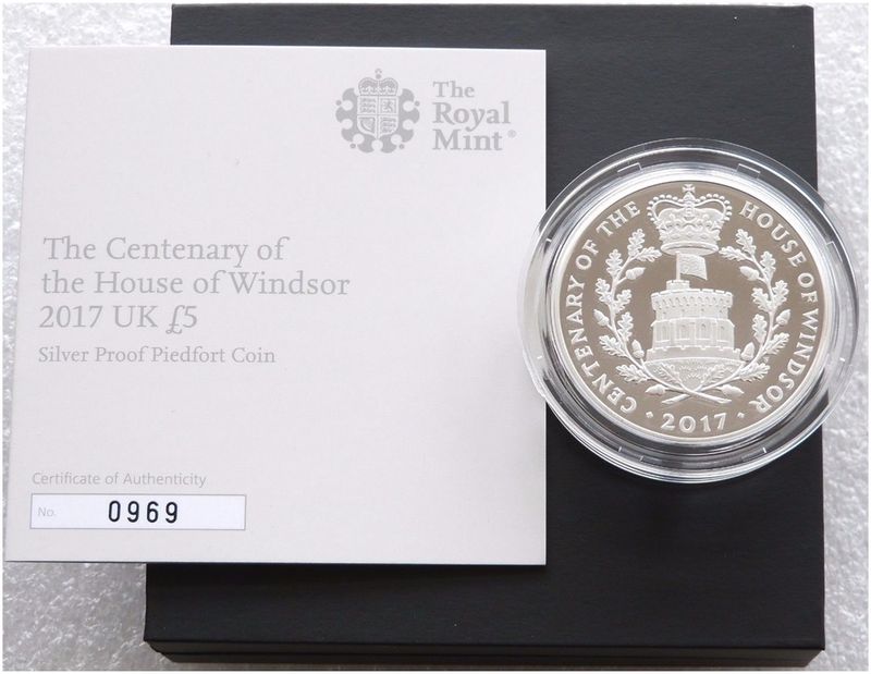 2017 House of Windsor Centenary Piedfort £5 Silver Proof Coin Box Coa