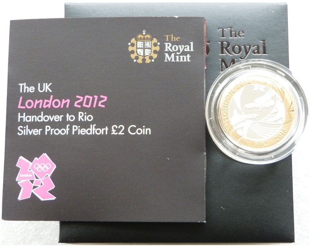 2012 London Olympic Games Handover To Rio Piedfort £2 Silver Proof Coin Box Coa