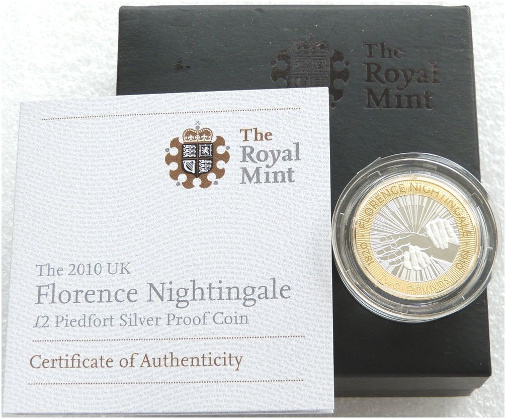2010 Florence Nightingale Piedfort £2 Silver Proof Coin Box Coa