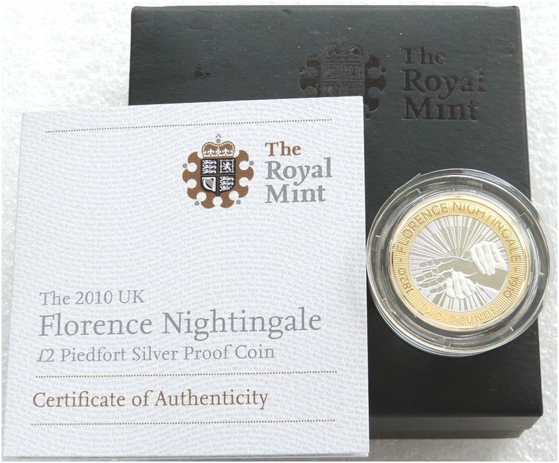 2010 Florence Nightingale Piedfort £2 Silver Proof Coin Box Coa