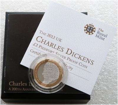 2012 Charles Dickens Piedfort £2 Silver Proof Coin Box Coa 2012 Charles Dickens Piedfort £2 Silver Proof Coin Box Coa
