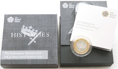 2016 William Shakespeare Histories Piedfort £2 Silver Proof Coin Box Coa 2016 William Shakespeare Histories Piedfort £2 Silver Proof Coin Box Coa