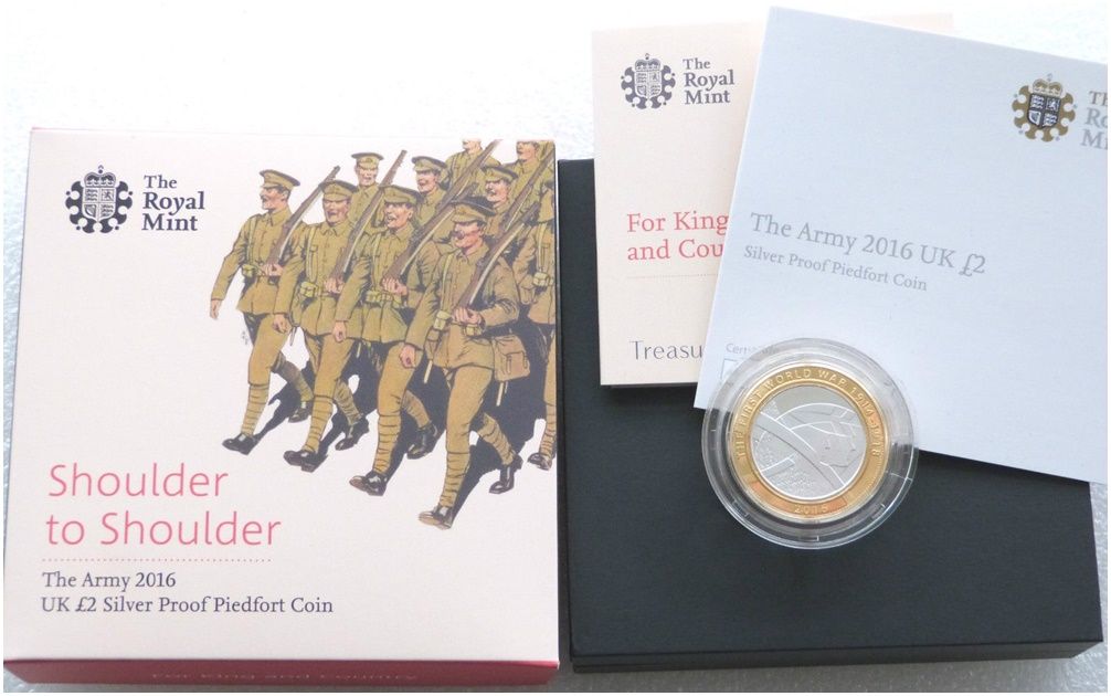 2016 First World War Army Pals Battalions Piedfort £2 Silver Proof Coin Box Coa
