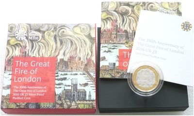 2016 Great Fire of London Piedfort £2 Silver Proof Coin Box Coa