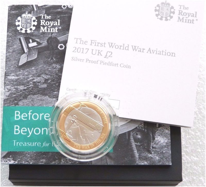 2017 First World War Aviation Piedfort £2 Silver Proof Coin Box Coa