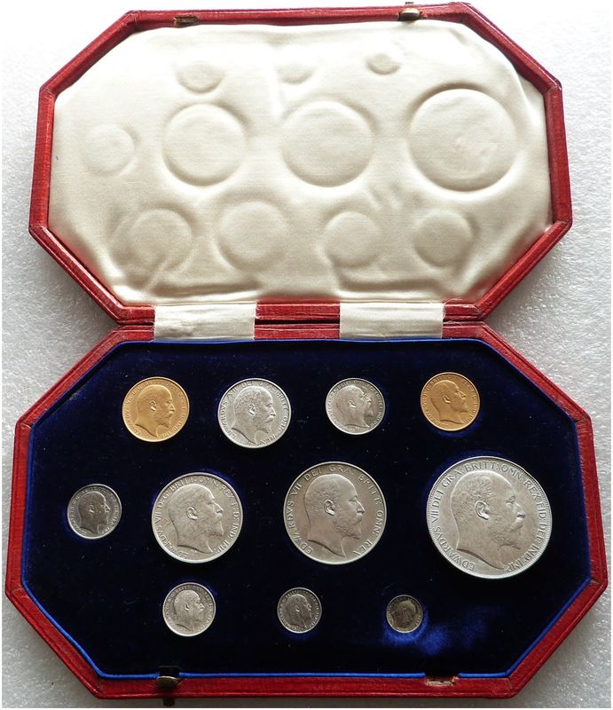 1902 Edward VII Coronation Specimen Gold Matte Proof Sovereign 11 Coin Short Set Boxed