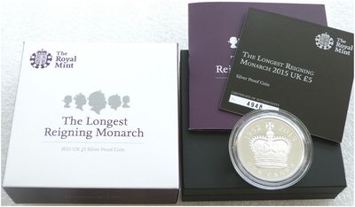 2015 Longest Reigning Monarch £5 Silver Proof Coin Box Coa