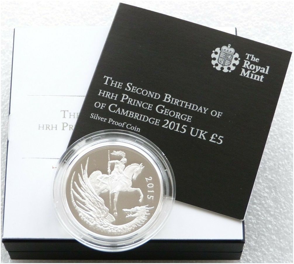 2015 Prince George Second Birthday £5 Silver Proof Coin Box Coa