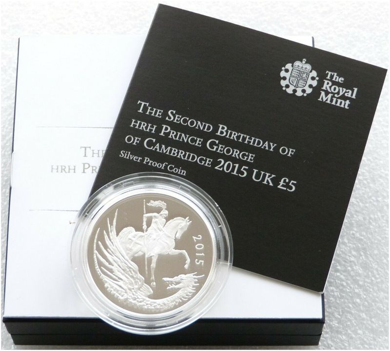 2015 Prince George Second Birthday £5 Silver Proof Coin Box Coa 2015 Prince George Second Birthday £5 Silver Proof Coin Box Coa