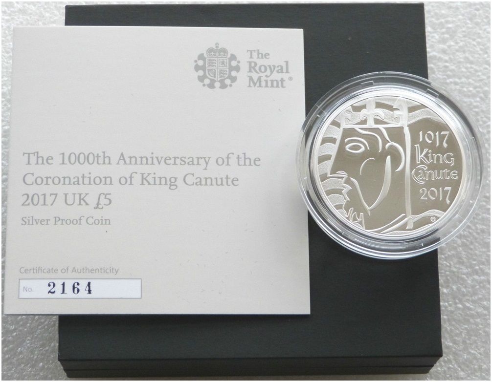 2017 King Canute Coronation £5 Silver Proof Coin Box Coa